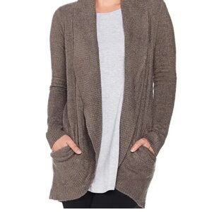 Barefoot Dreams Cozy Chic Lite Long Sleeve Cardigan Brown Taupe Size Large/XL